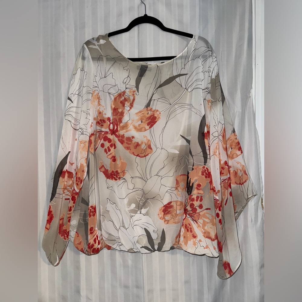 Floral Alfani Blouse With Attached Tank Size 3X